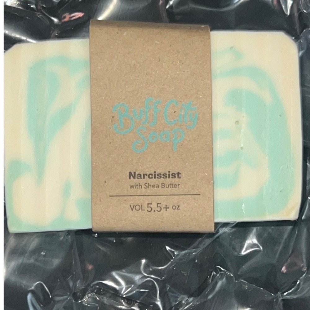 Buff City Soap Narcissist Bar Soap Unisex 5.5oz White/Blue New Shea Butter